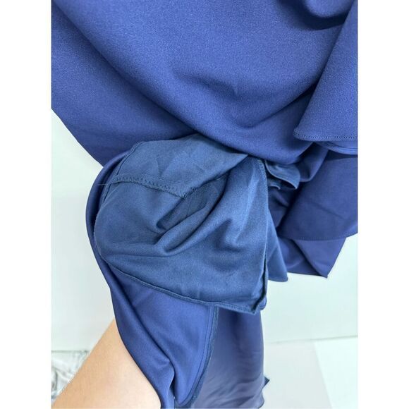 Aqua Cascade Ruffle Gown Size 8 Blue Ruffle V Neck Maxi Evening‎ Gown NEW - Picture 9 of 10